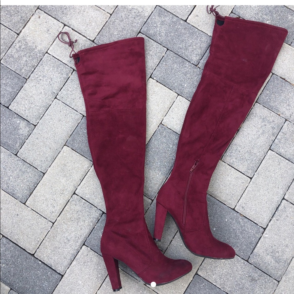 Burgundy Over-The-Knee Boots